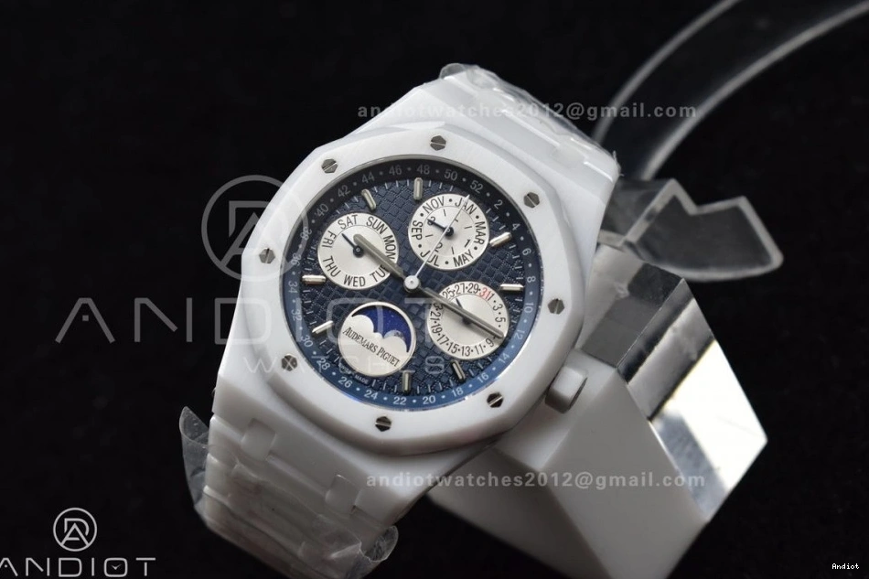 26579cb on Best Royal Perpetual APSF Ceramic Edition Oak Calendar White Bracelet A5134 Ceramic 0217